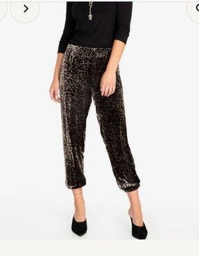 Johnny Was Brown Velvet Leopard-Print Jogger Pants
